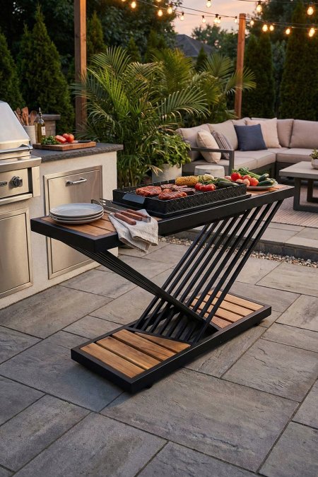 شواية ستاند Z خشب طبيعي – طول 160 سم